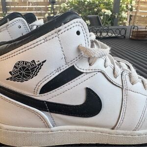 Nike Air Jordan Mid White and Black Sneakers, 6 Youth